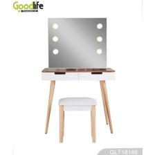 ประเทศจีน Floor dressing table + mirror with LED lights + stool ผู้ผลิต