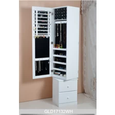 China Floor stand Storage Display Rotating Wooden Mirror Jewelry Cabinet manufacturer