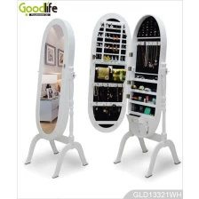 China Floor standing oval mirror jewelry cabinet GLD13321 manufacturer