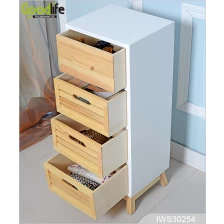 चीन बेडरूम फर्नीचर IWS30254 के लिए देवदार की लकड़ी में चार दराज लकड़ी के भंडारण कैबिनेट उत्पादक