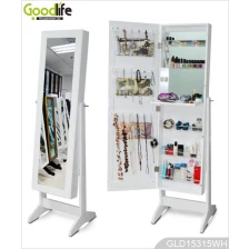 China Freestanding full length wooden jewelry cabinet with mirror GLD15315 manufacturer