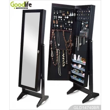 China Freestanding wooden jewelry cabinet with full length mirror (can be wall hanging or door hanging ) GLD14740 manufacturer