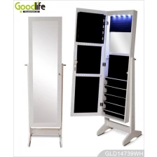 China Full length dressing mirror with storage cabinet for jewelry with LED lights inside GLD14739 manufacturer