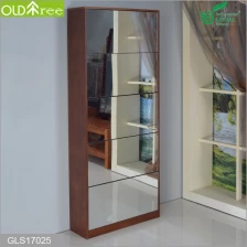China Full length solid wood shoe cabinet  with mirror and the inside cabinet with two layer storage shelf fabricante