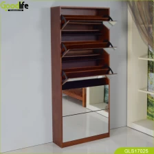 Chine Full length solid wood shoe wardobe  with dressing mirror and the inside cabinet with two layer storage shelf fabricant