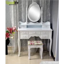 ประเทศจีน การออกแบบห้องนอนโต๊ะเครื่องแป้งสีขาวใหม่ล่าสุดที่มีการทำงานการจัดเก็บเครื่องประดับ ผู้ผลิต