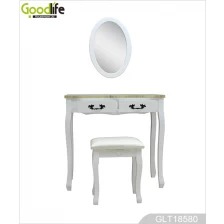 الصين Hallway vanity table in solid wood stand with oval mirror GLT18580 الصانع