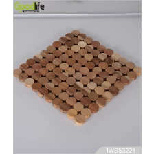 Cina High quality rubber wood coaster , coffee pad ,Wood color IWS53221 produttore