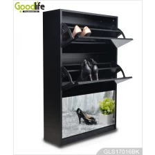 China Hot Sale Goodlife 3-layer Wooden Shoe Rack with Mirror GLS17016 manufacturer