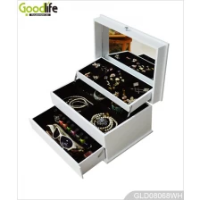 China Jewelry Box Wooden Linkage Design with Inside mirror manufacturer