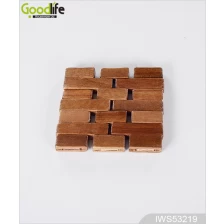 الصين Joint panel rubber wood coaster , coffee pad,Wood color IWS53219 الصانع