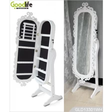 China Engraving Frame Oval Wooden Jewelry Cabinet with Full Length Mirror GLD13301 manufacturer