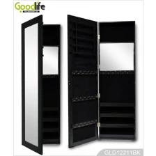 China Mirrored Wall Hanging Wooden Jewelry Storage Cabinet in Black GLD12211 manufacturer