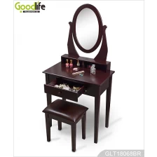 चीन बेडरूम GLT18068 के लिए सीट के साथ स्पष्ट रूप से देखने लकड़ी के ड्रेसिंग टेबल उत्पादक