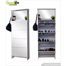 China Mirrored Wooden Shoe Rack with Storage Cabinet and Hooks GLS18026 manufacturer