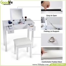 China Morden Appearance and Home Furniture General use dressing table with mirror and stool manufacturer