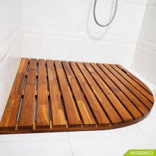 Chiny New design teak wood bath mat with fan-shape producent