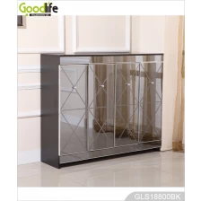 China Neues Design Holzschuhschrank mit grauen Spiegelfabrik Großhandel GLS18800 Hersteller