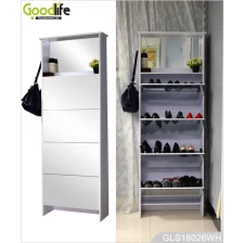 China Tall people furniture wooden shoe storage cabinet with mirrors and hook manufacturer