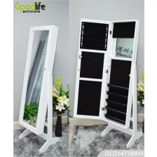 China Three multiple functions wooden mirrored jewelry cabinet (freestanding, wall mounted or hanging over the door) GLD14739 manufacturer