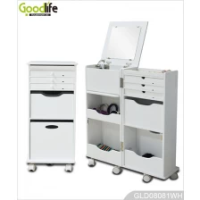 China White folding cabinet mirrored jewelry holder with complicated workmanship manufacturer
