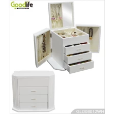 Chiny Białe pudełko do przechowywania drewna, malarstwa biżuteria dla kobiet GLD08012 producent