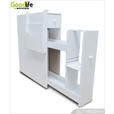 China White wooden bathroom storage cabinet for toilet paper with magazine holder GLT18820 manufacturer