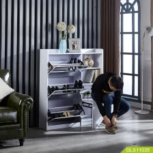 الصين Wholesales mirror shoe cabinet with storage compartment two in one الصانع