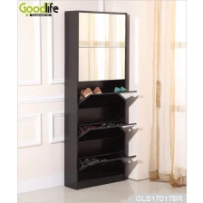 China Wooden 5 layers shoe storage cabinet with full length mirror GLS17017 manufacturer