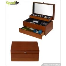China Wooden Color Mirrored Jewelry Box with Auto Open GLD08069 manufacturer