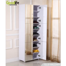 China Wooden Mirrored 6-door Shoe Cabinet with 9 Layer Shelves Inside GLS16622 manufacturer