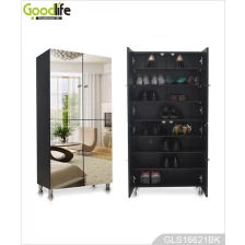 China Wooden Mirrored Shoe Storage Cabinet with 8-layer Shelves inside GLS16621 manufacturer