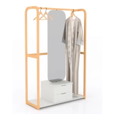 Китай Wooden clothes rack with mirror производителя