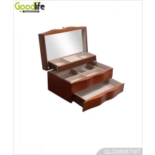 China Design de jóias caixa de ligação de madeira com borda de borda ondulada fabricante