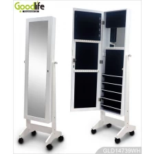 Китай Деревянный шкаф для хранения ювелирных изделий с гардеробной зеркало и колес GLD14739 производителя