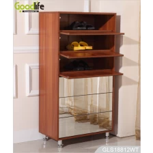 China Wooden mirrored shoe storage cabinet for shoes organizing GLS18812B manufacturer