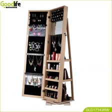 Chiny floor standing rotating jewelry accessory and bag shelf cabinet GLD17143 producent