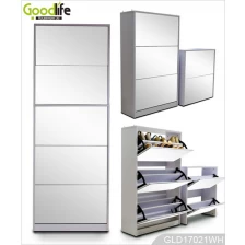 China shoe cabinet wholesale 5 layers 3+2 combination shoe cabinet with full length dressing mirror manufacturer