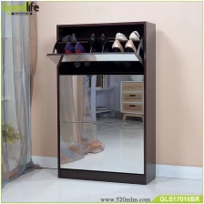 China solid wood shoe wardobe  with three dressing mirror and the inside cabinet with two layer storage shelf fabricante