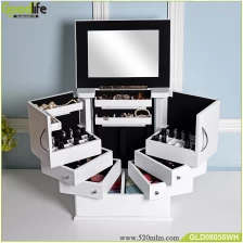 China wholesale furniture wooden makeup dresser with mirror jewelry cabinet makeup box jewelry box Hersteller