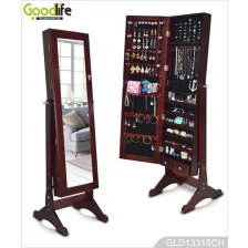 China wood furniture Best selling standing antique jewelry cabinet mirror manufacturer