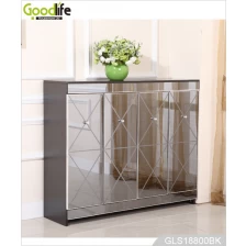 China wooden storage cabinet for shoes with elegant mirror manufacturer