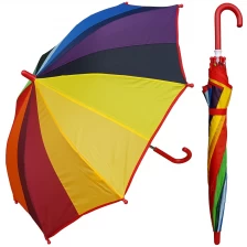 China 15 Zoll Regenbogen Farbe Kunststoffgriff Werbeartikel Kinder Schatten Regenschirm Hersteller