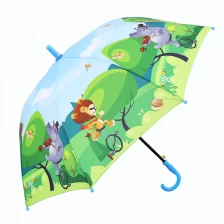 中国 19英寸自动开放高品质安全塑料弯曲手柄儿童伞 制造商