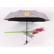China 2020 Hot sale high quality custom pongee fabric 3fold umbrella promotional rain umbrella manual open gray fabrikant
