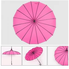 Chiny 2022 New Design Luxury Pagoda 16 ribs Straight Princess Umbrella for Wedding producent