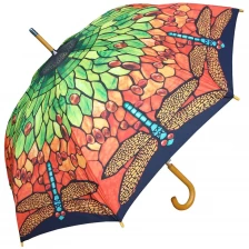 China 23 inch * 8K curved wooden handle and wooden shaft beautiful design gift umbrella manufacturer