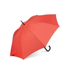 중국 23 인치 플라스틱 곡선 손잡이 다채로운 솔리드 패브릭 스틱 Janpenses 광고 우산 제조업체