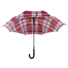 China 27 Inch Automatic Opening Chinese Style Red and Blue Printed Fiberglass Windproof Frame Straight Umbrella manufacturer