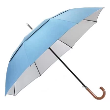 Chiny Tanie automatyczne dwuwarstwowy prosty parasol golfowy Filtr przeciwsłoneczny Wiatroodporny Dostosuj logo Drukuj Mocny parasol golfowy producent